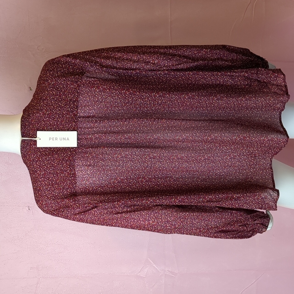 Per Una M&S Collection Raspberry Mix Long Sleeve Button Front Blouse size 12 - Picture 2 of 6